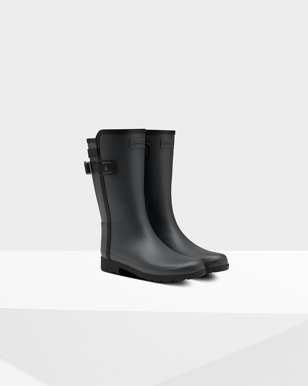 Botas de Lluvia Cortas Hunter Mujer - Refined Slim Fit Contrast - Negros - PHTQISG-49